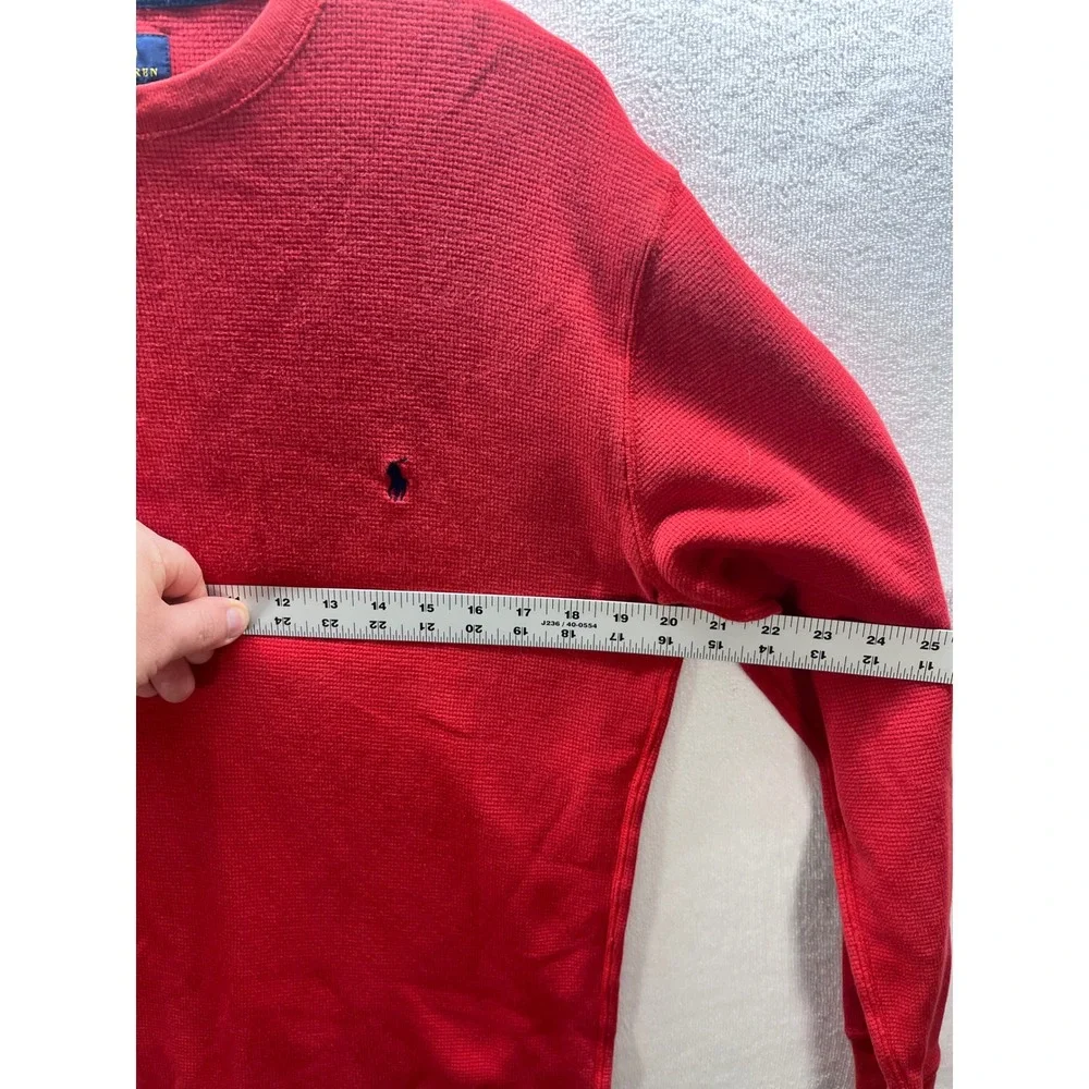 Polo Ralph Lauren Mens Red Waffle Knit Thermal Long Sleeve Shirt Size Large 3132